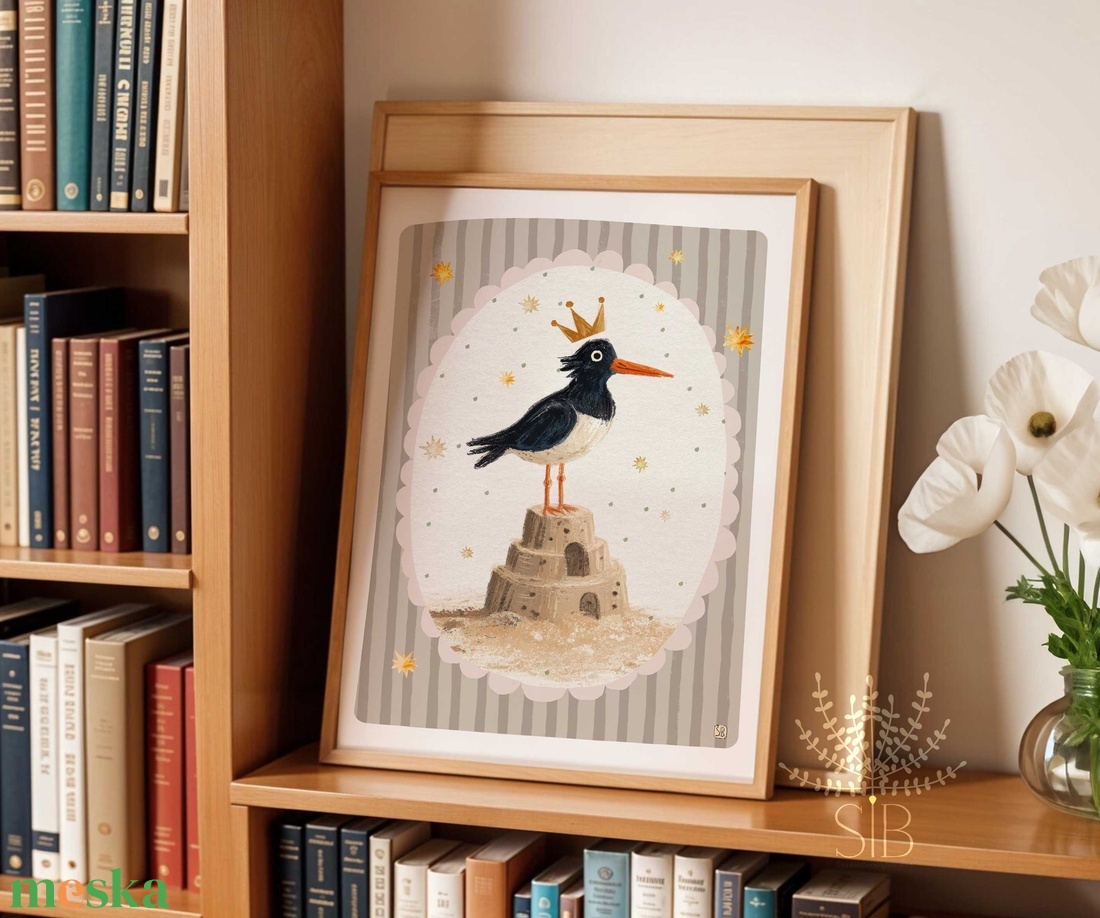 Szarka, Modern madaras boho stílusú gyerekszobai falikép - baba - mama - babaszoba-dekoráció - babaszoba kép - Meska.hu