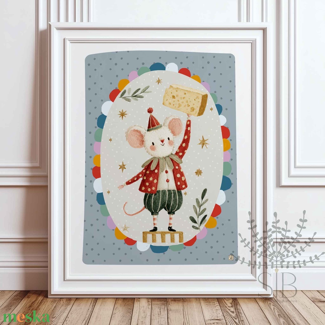 Cirkuszi egér, Modern, színes boho stílusú gyerekszobai falikép - baba - mama - babaszoba-dekoráció - babaszoba kép - Meska.hu