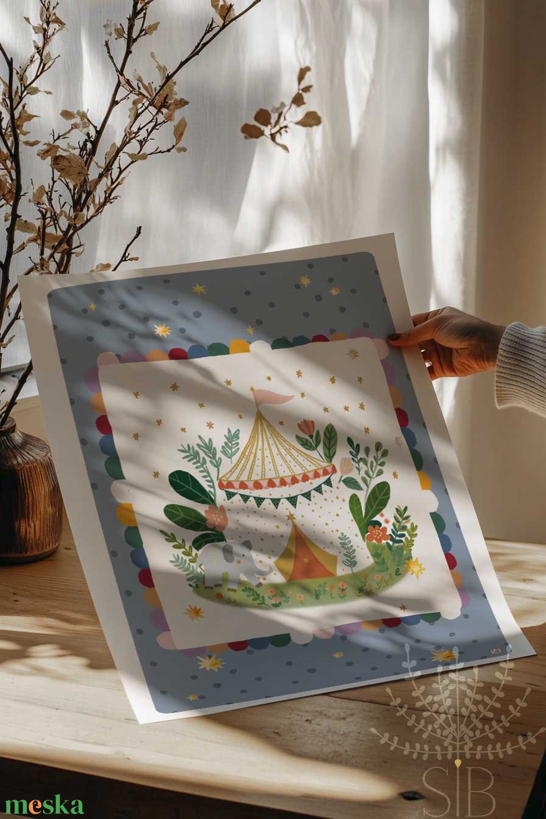 Cirkuszi sátor, Modern, színes boho stílusú gyerekszobai falikép - baba - mama - babaszoba-dekoráció - babaszoba kép - Meska.hu