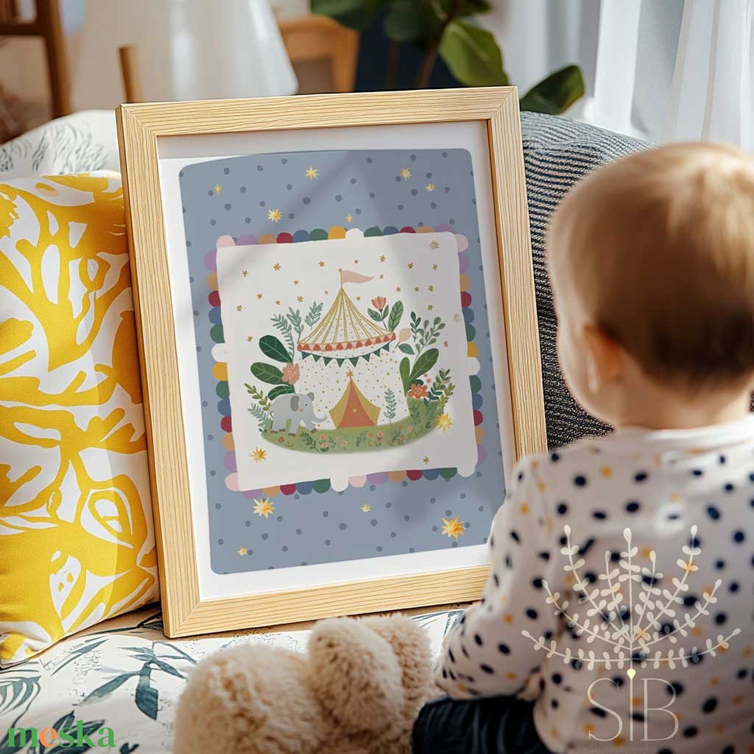 Cirkuszi sátor, Modern, színes boho stílusú gyerekszobai falikép - baba - mama - babaszoba-dekoráció - babaszoba kép - Meska.hu