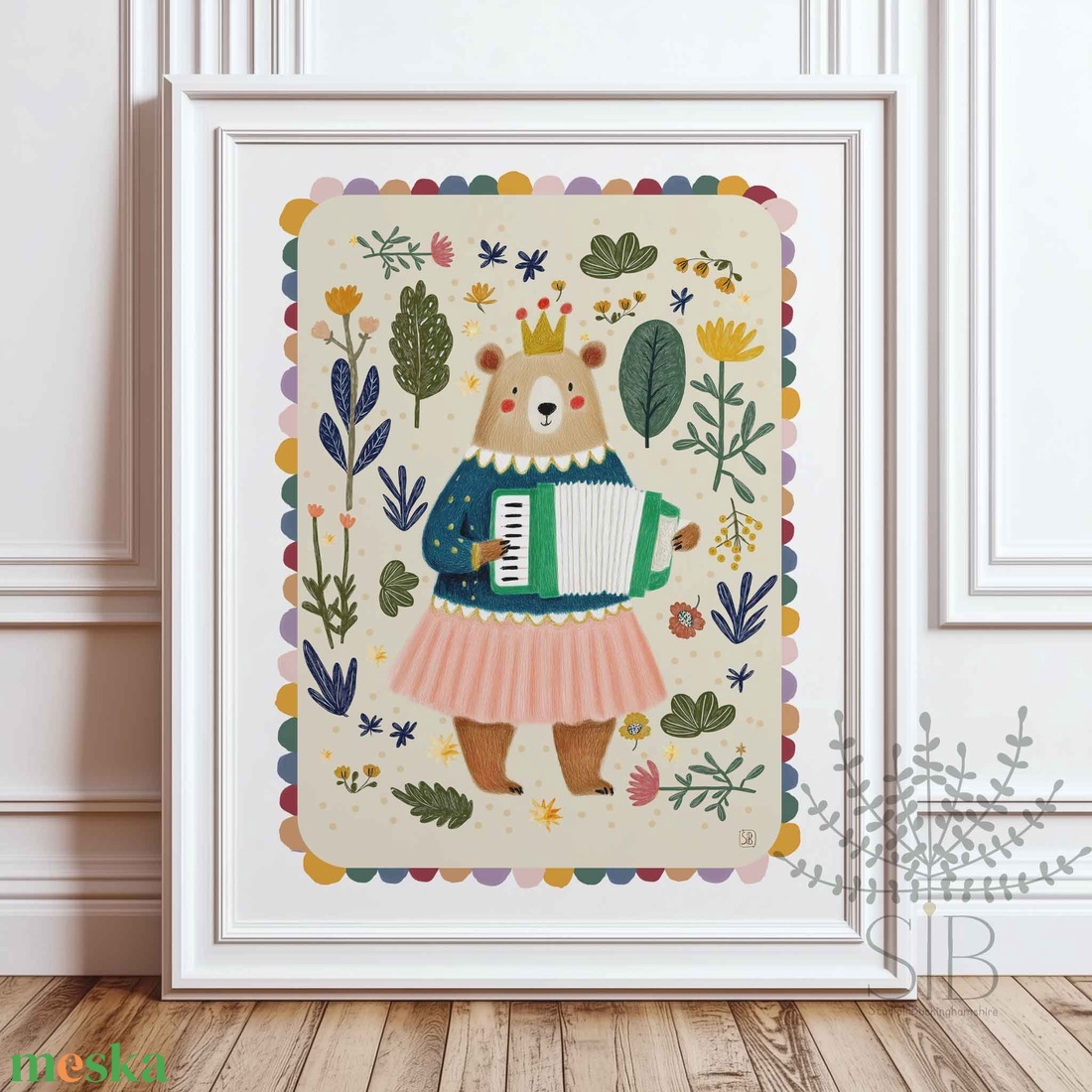 Mackó, modern, színes boho stílusú falikép grafika - baba - mama - babaszoba-dekoráció - babaszoba kép - Meska.hu