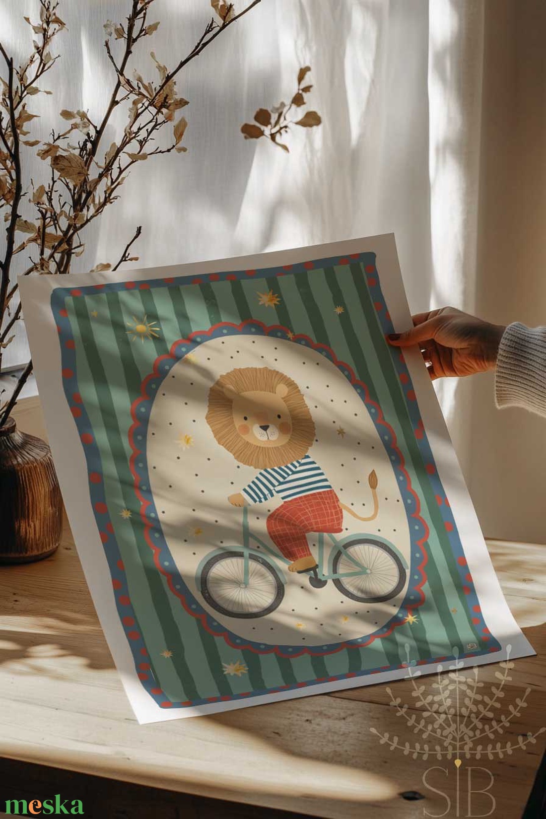 Oroszlán, modern, színes boho stílusú falikép grafika - baba - mama - babaszoba-dekoráció - babaszoba kép - Meska.hu