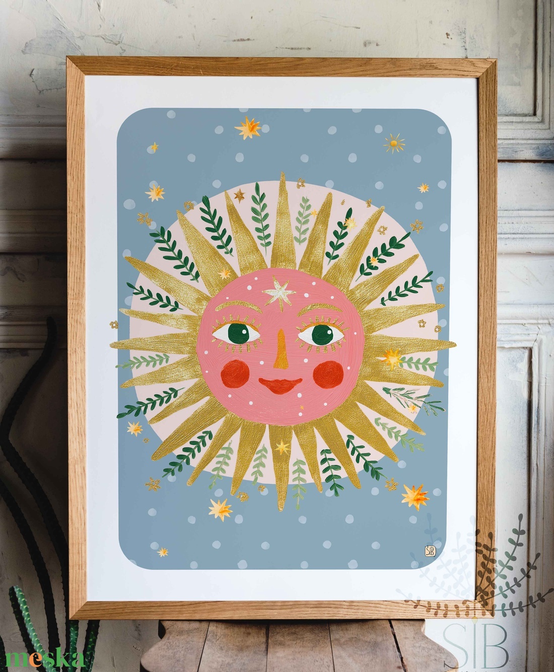 Nap, mesés napsugár gyermek poszter illusztráció, Modern, színes boho stílusú falikép grafika - baba - mama - babaszoba dekoráció - babaszoba kép - Meska.hu