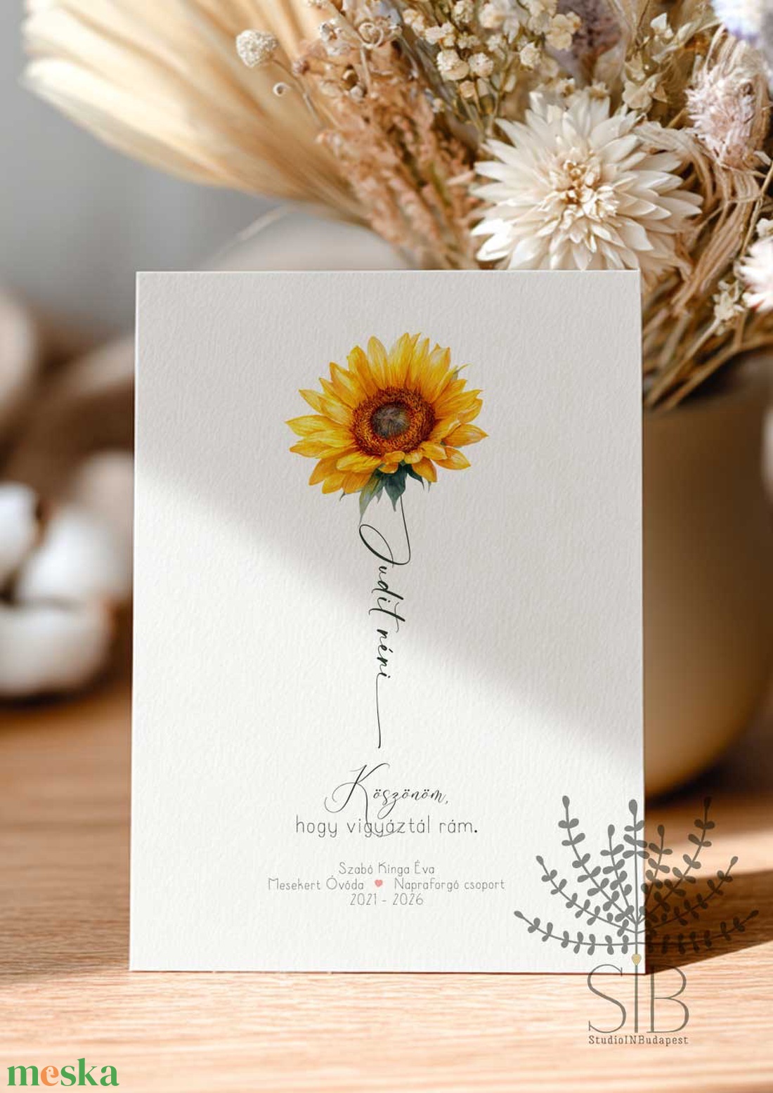 Köszönőajándék óvó néniknek, dadusoknak, napraforgó mintás ovis ballagási búcsúajándék, ajándékkísérő - otthon & életmód - papír, írószer - ajándékozás kellékei - képeslap, üdvözlőlap - Meska.hu