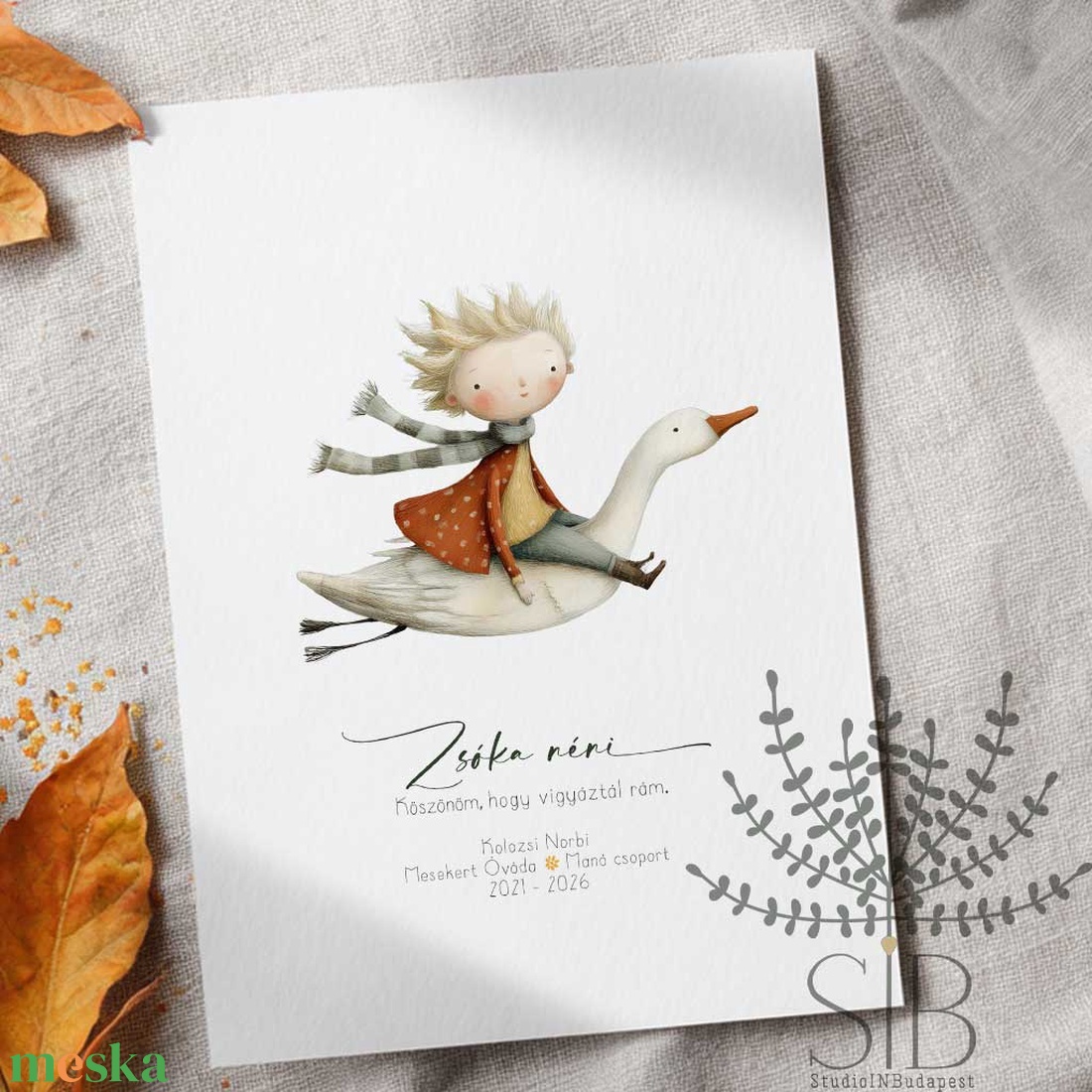 Köszönőajándék óvó néniknek, dadusoknak, lúd grafikás ovis ballagási búcsúajándék, ajándékkísérő - otthon & életmód - papír, írószer - ajándékozás kellékei - képeslap, üdvözlőlap - Meska.hu