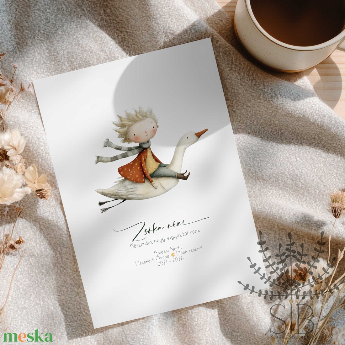 Köszönőajándék óvó néniknek, dadusoknak, lúd grafikás ovis ballagási búcsúajándék, ajándékkísérő - otthon & életmód - papír, írószer - ajándékozás kellékei - képeslap, üdvözlőlap - Meska.hu