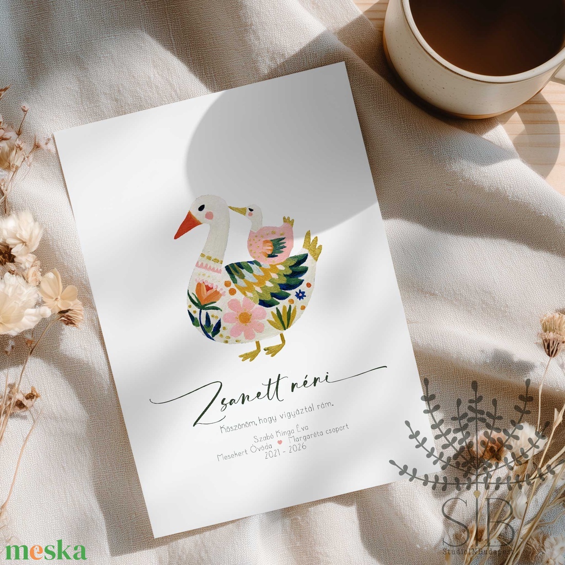 Köszönőajándék óvó néniknek, dadusoknak, lúd grafikás ovis ballagási búcsúajándék, ajándékkísérő - otthon & életmód - papír, írószer - ajándékozás kellékei - képeslap, üdvözlőlap - Meska.hu