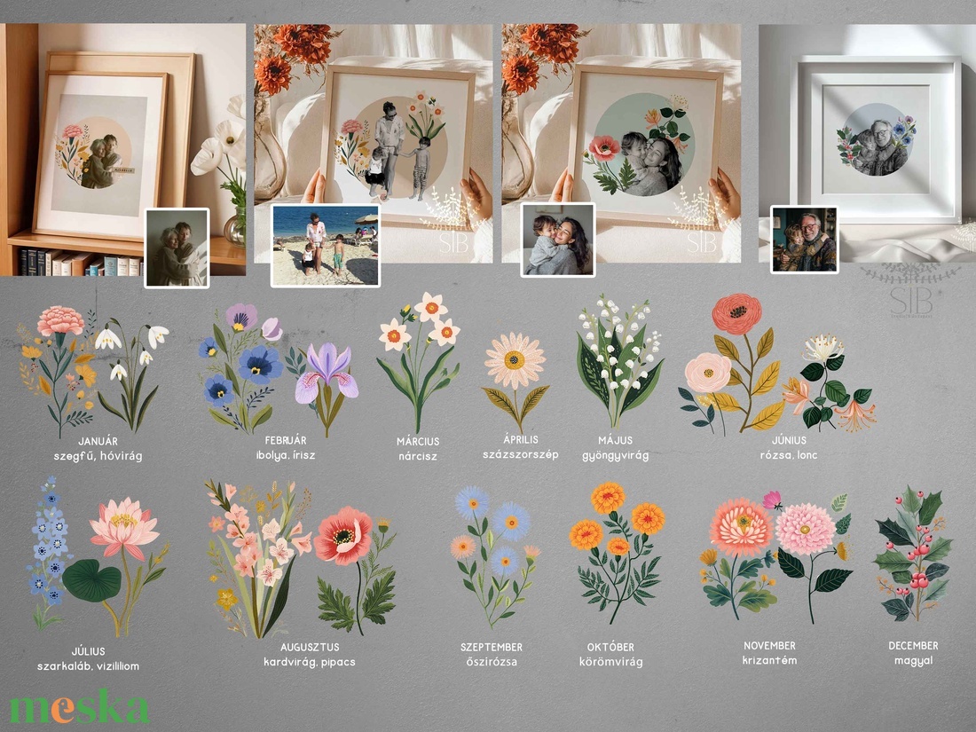 Névre szóló egyedi fotó kollázs hónapvirág ajándék - művészet - kollázs - Meska.hu