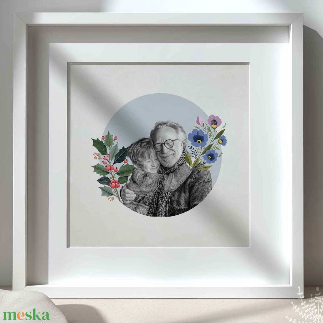 Névre szóló egyedi fotó kollázs hónapvirág nagyszülő ajándék - otthon & életmód - dekoráció - kép & falikép - poszter - Meska.hu
