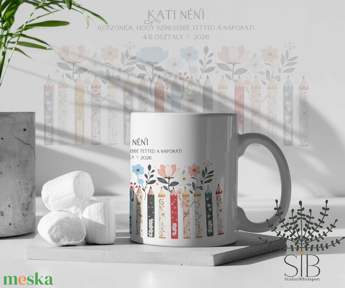 Ballagási ajándék tanároknak, színes ceruza grafikás névre szóló pedagógus, óvodai köszönő ajándék bögre - otthon & életmód - konyhafelszerelés, tálalás - tálalás - bögre & csésze - Meska.hu
