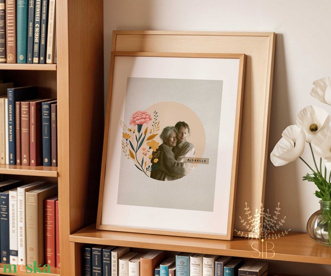 Névre szóló egyedi fotó kollázs hónapvirág nagyszülő ajándék - otthon & életmód - dekoráció - kép & falikép - poszter - Meska.hu