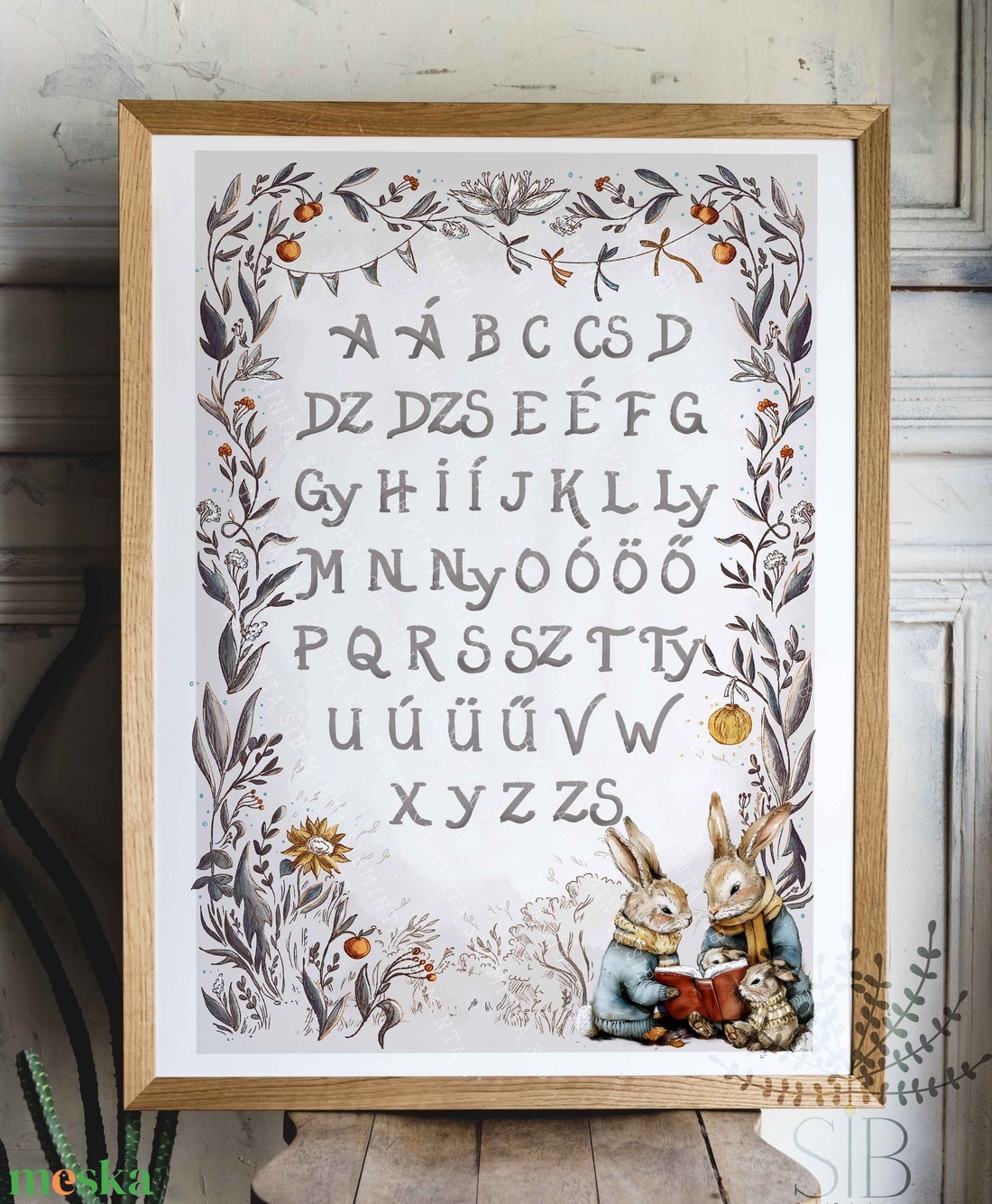 ABC poszter gyerekszobába, iskolára hangoló nyuszis illusztrált ABC kép - baba - mama - babaszoba dekoráció - babaszoba kép - Meska.hu