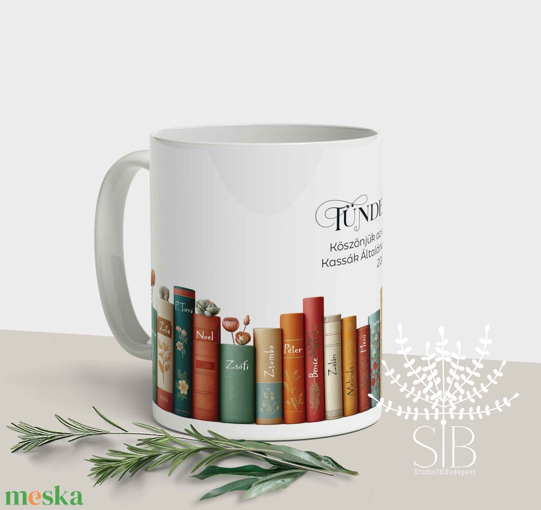 Ballagási könyv grafikás ajándék bögre pedagógusoknak, névre szóló mesekönyves virágos óvodai köszönő ajándék bögre - otthon & életmód - konyhafelszerelés, tálalás - tálalás - bögre & csésze - Meska.hu