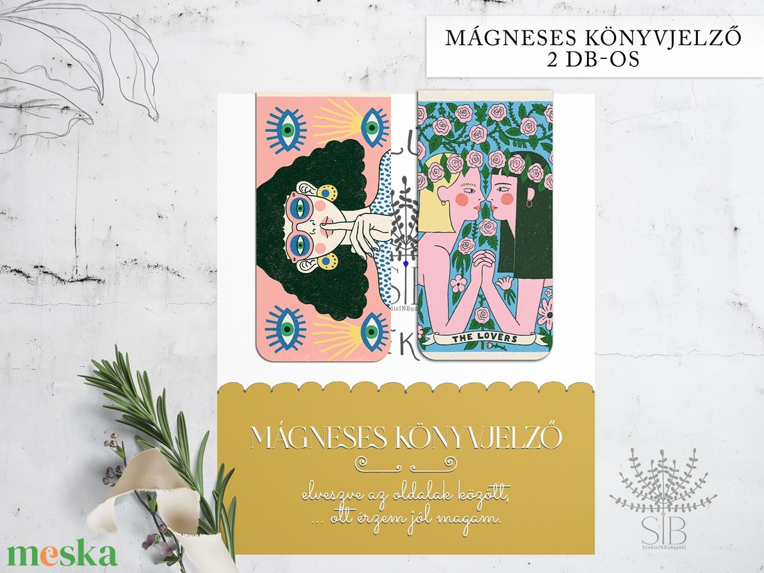 Mágneses könyvjelző, 2 db-os különböző grafikás, Tarot könyvmoly ajándék - könyv & zene - könyvjelző - Meska.hu