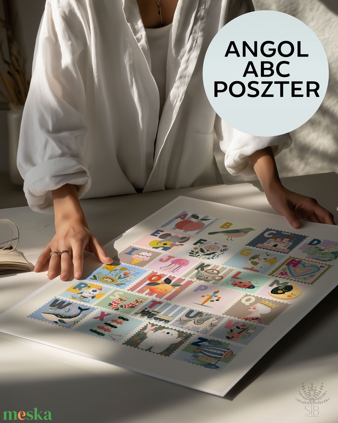 Angol ABC poszter, színes iskolára hangoló illusztrált szemléltető poszter - otthon & életmód - dekoráció - kép & falikép - poszter - Meska.hu