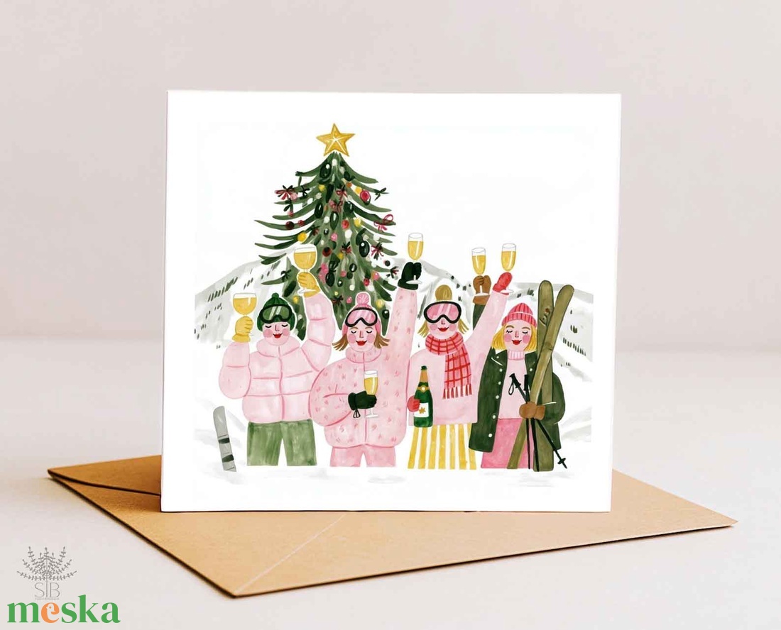 Apres-ski Karácsonyi képeslap, síelős karácsonyi ajándékkísérő - karácsony - karácsonyi ajándékozás - karácsonyi képeslap, üdvözlőlap, ajándékkísérő - Meska.hu