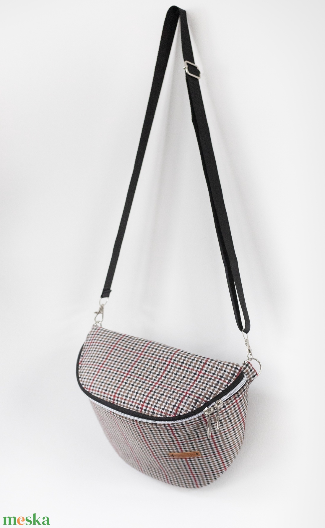 Őszi hangulatú, kocka mintás testtáska - táska & tok - variálható táska - Meska.hu