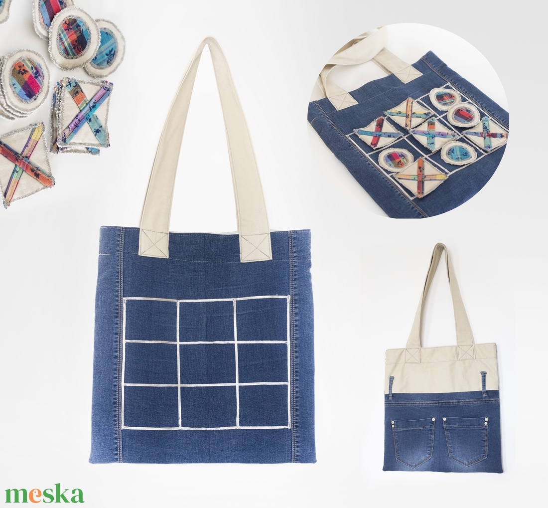 Farmerből készült táska, játékos kedvű gazdáját keresi - táska & tok - variálható táska - Meska.hu