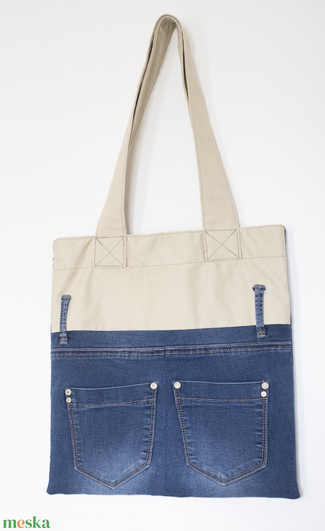 Farmerből készült táska, játékos kedvű gazdáját keresi - táska & tok - variálható táska - Meska.hu