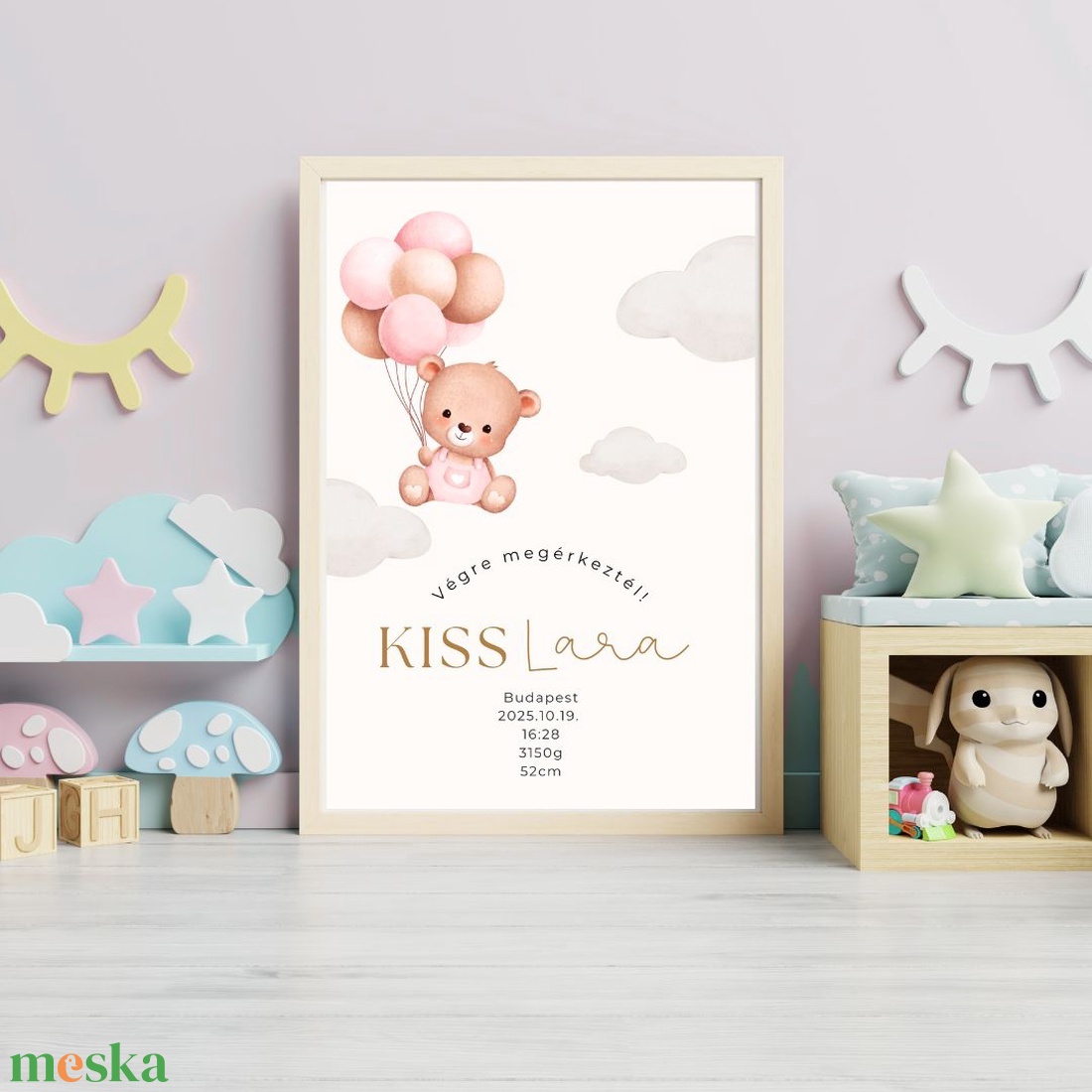 Babaszoba születési emlékőrző kép - macis - otthon & életmód - babaszoba, gyerekszoba - babaszoba dekoráció - Meska.hu