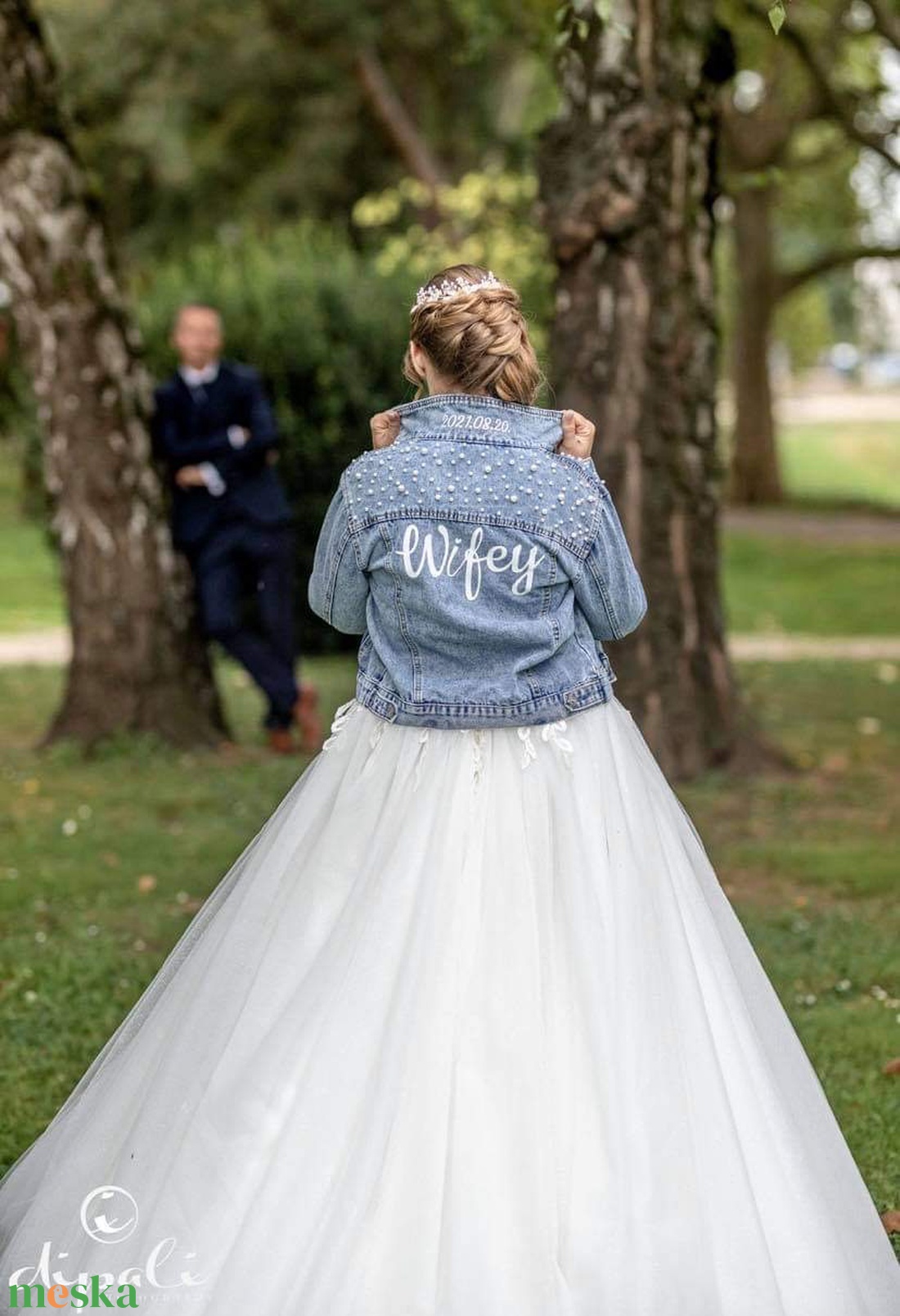 Wifey esküvői farmerkabát a menyasszonyoknak � egyedi felirattal - esküvő - ruha - menyasszonyi ruha - Meska.hu