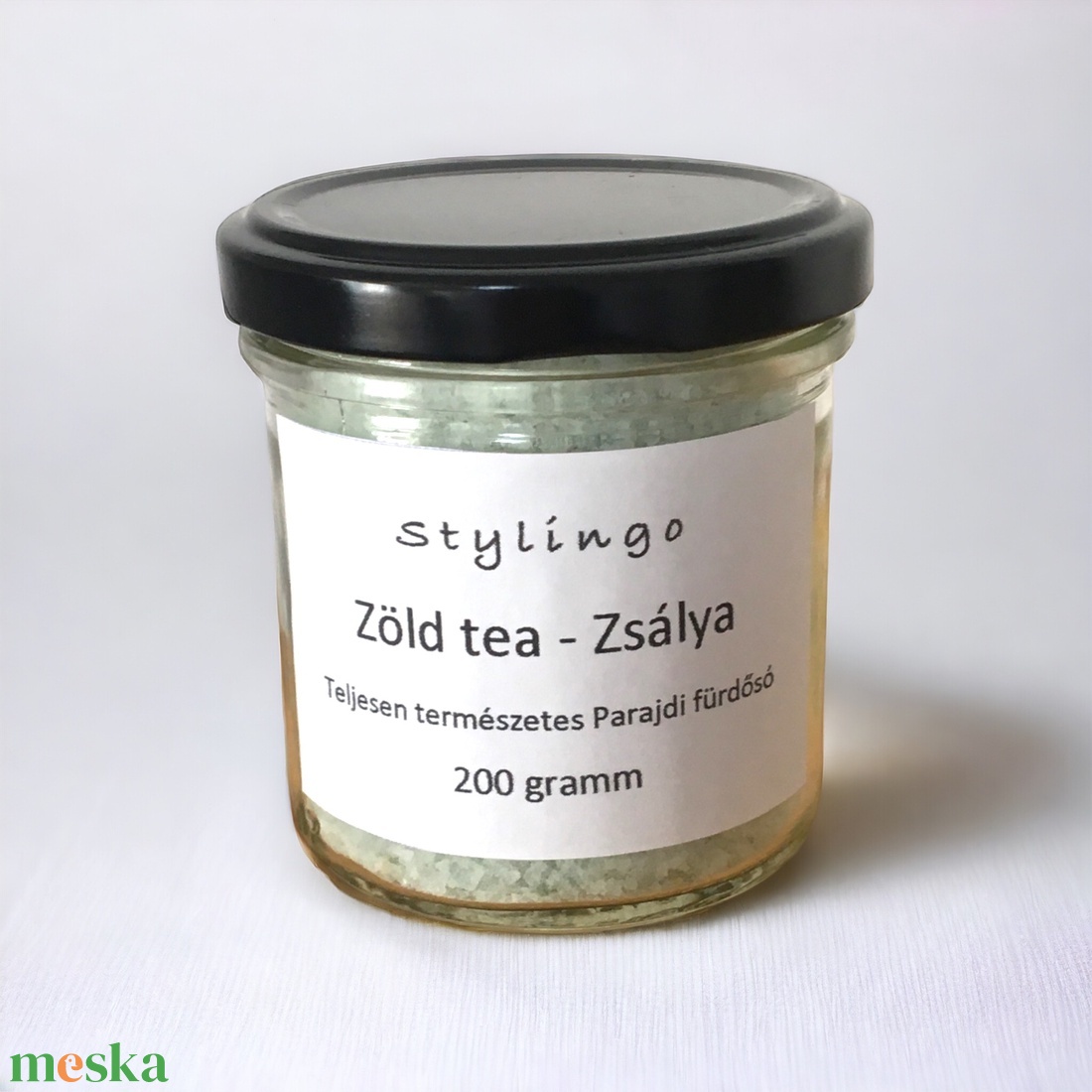 Zöld tea-Zsálya  Parajdi fürdősó - szépségápolás - szappan & fürdés - fürdősó, fürdőgolyó, habfürdő - Meska.hu