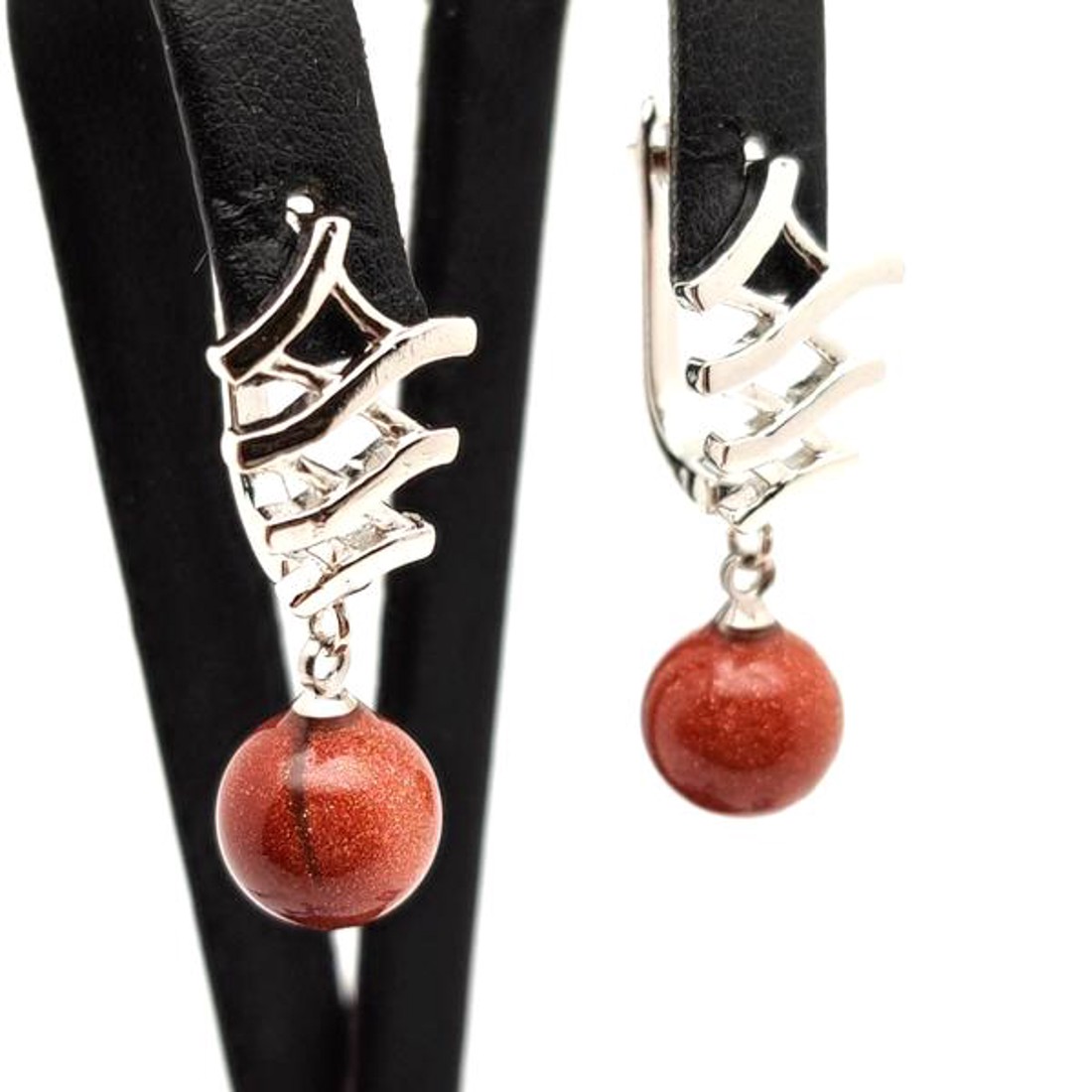 Fülbevaló golyó goldstone vörös hullám záras 10mm - ékszer - fülbevaló - lógó fülbevaló - Meska.hu Fülbevaló golyó goldstone vörös hullám záras 10mm - ékszer - fülbevaló - lógó fülbevaló - Meska.hu