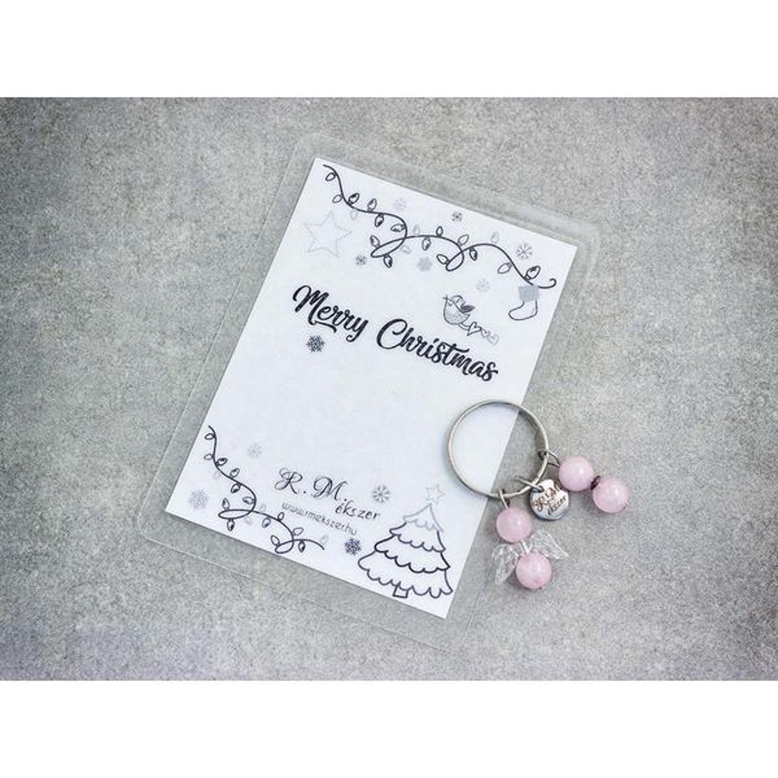 Merry Christmas kulcstartó rózsakvarccal -  - Meska.hu