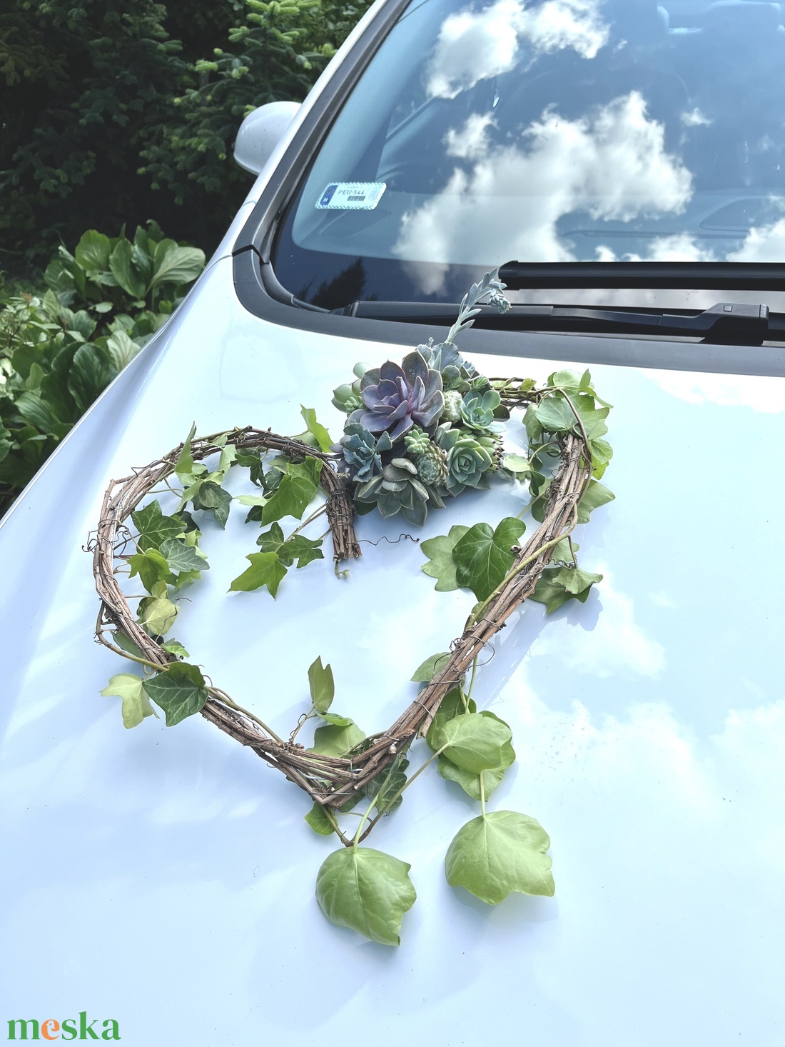 Szív formájú  autódísz - esküvő - dekoráció - Meska.hu