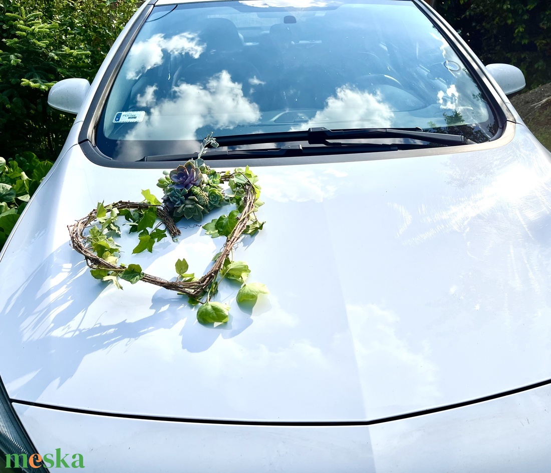 Szív formájú  autódísz - esküvő - dekoráció - Meska.hu