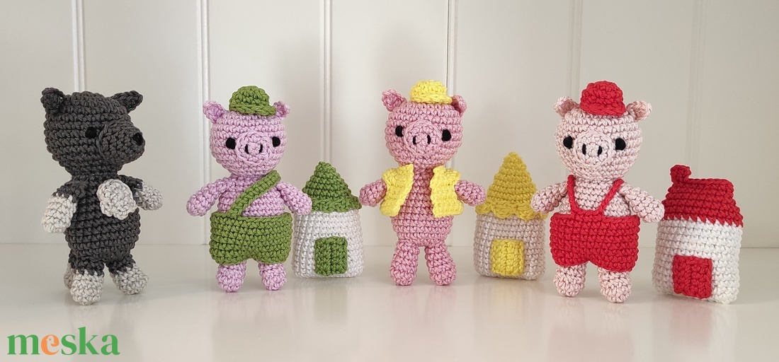 Három kismalac és a farkas (amigurumi szett) - játék & sport - plüssállat & játékfigura - más figura - Meska.hu