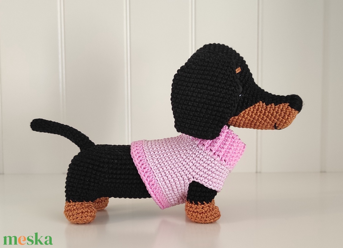 KÉSZLETEN!  Tacsi rózsaszín pulcsiban... - játék & sport - plüssállat & játékfigura - kutya - Meska.hu