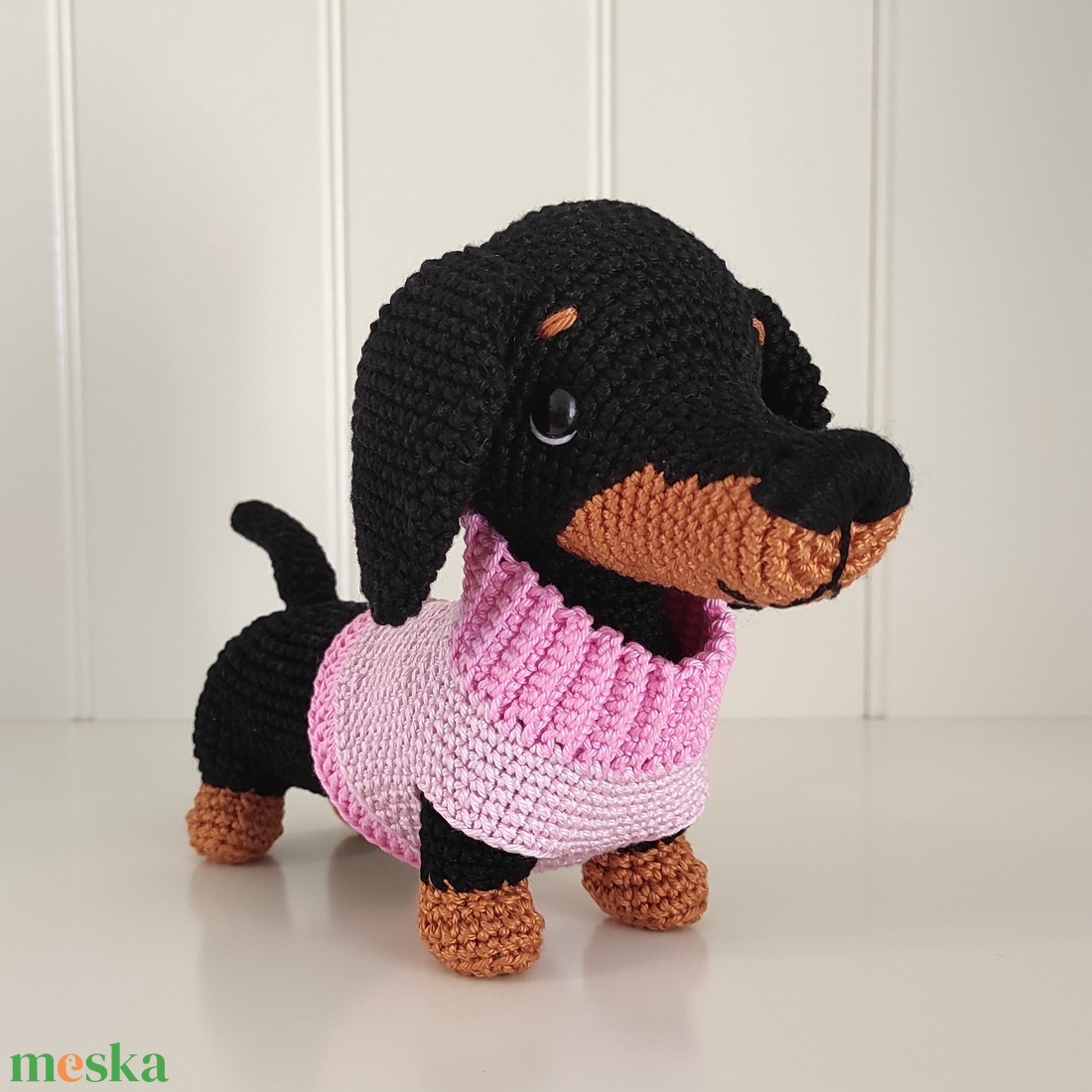 KÉSZLETEN!  Tacsi rózsaszín pulcsiban... - játék & sport - plüssállat & játékfigura - kutya - Meska.hu