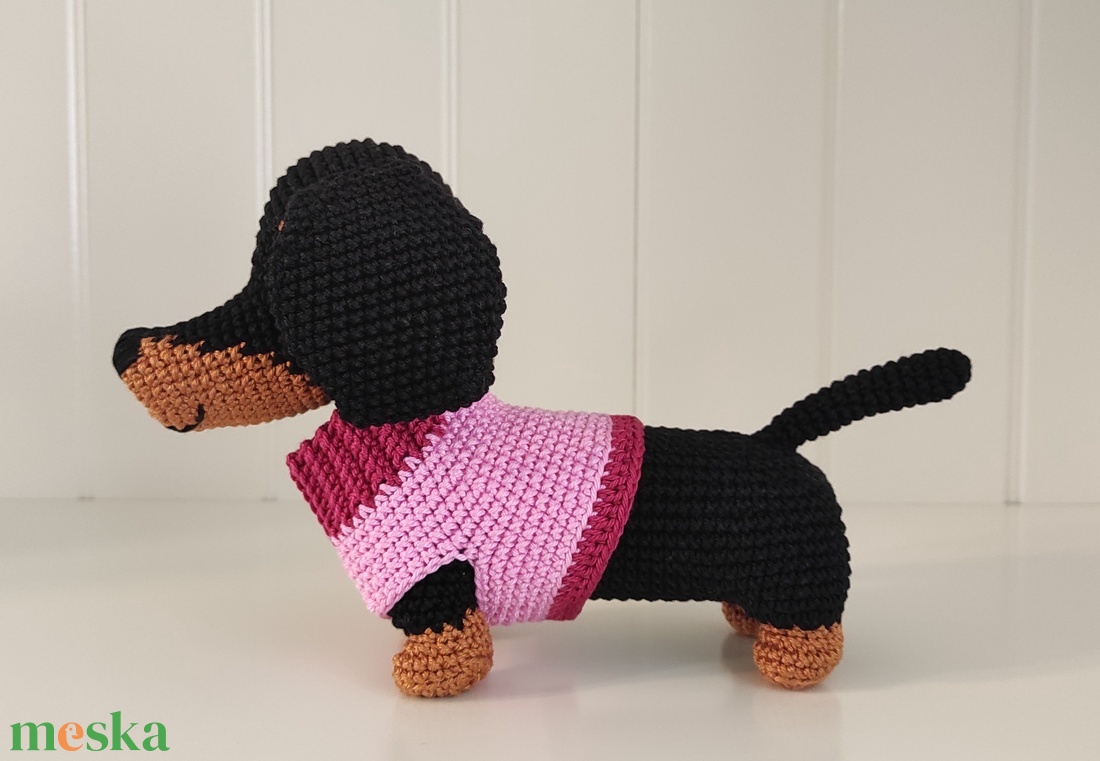 KÉSZLETEN!  Tacsi rózsaszín pulcsiban... - játék & sport - plüssállat & játékfigura - kutya - Meska.hu