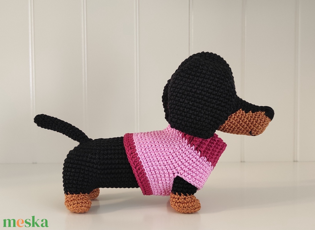 KÉSZLETEN!  Tacsi rózsaszín pulcsiban... - játék & sport - plüssállat & játékfigura - kutya - Meska.hu