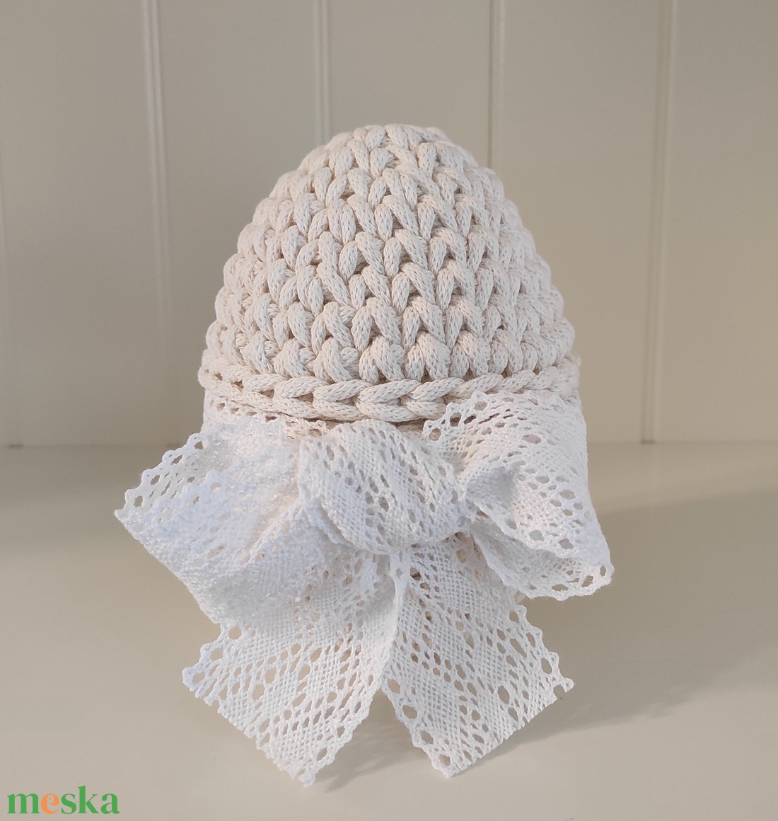 Tojás formájú tároló csipkével - ünnepi díszek, dekorációk - húsvéti díszek és dekorációk - húsvéti asztaldíszek - Meska.hu