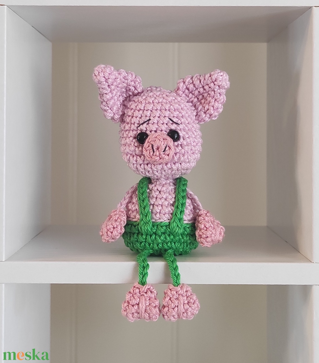 KÉSZLETEN!  Késztermék! Amigurumi ujjbáb - Misi a kismalac (zöld) - játék & sport - bábok - ujjbáb - Meska.hu