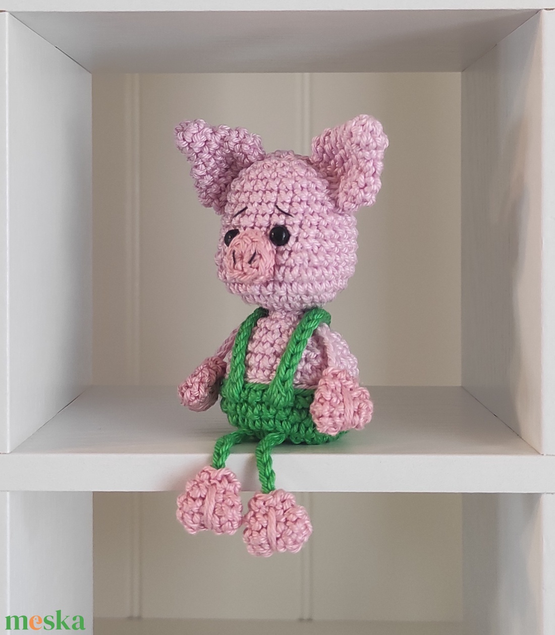 KÉSZLETEN!  Késztermék! Amigurumi ujjbáb - Misi a kismalac (zöld) - játék & sport - bábok - ujjbáb - Meska.hu
