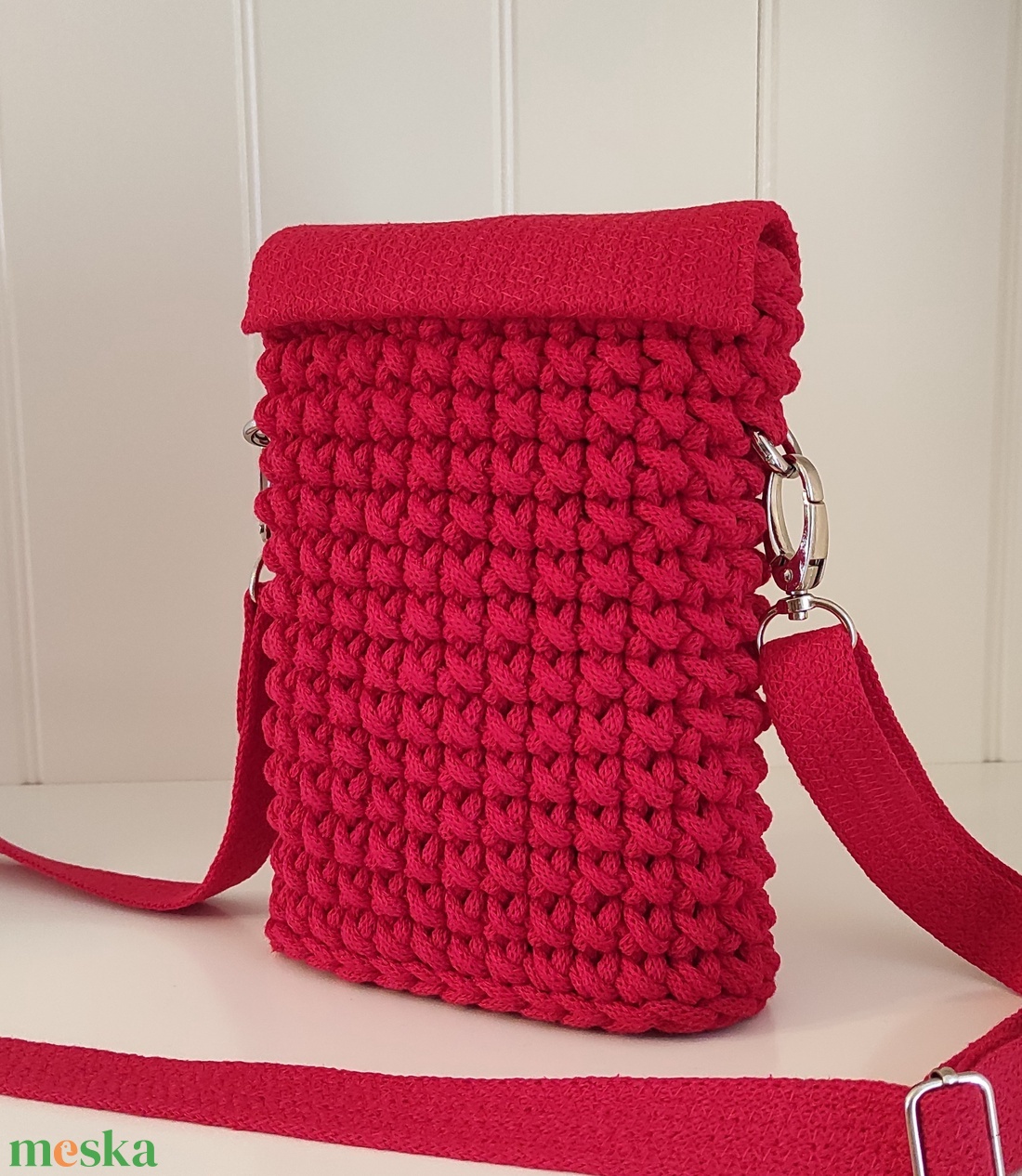 Mini crossbody - piros... - táska & tok - kézitáska & válltáska - vállon átvethető táska - Meska.hu