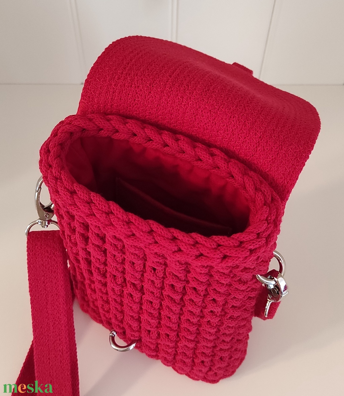 Mini crossbody - piros... - táska & tok - kézitáska & válltáska - vállon átvethető táska - Meska.hu
