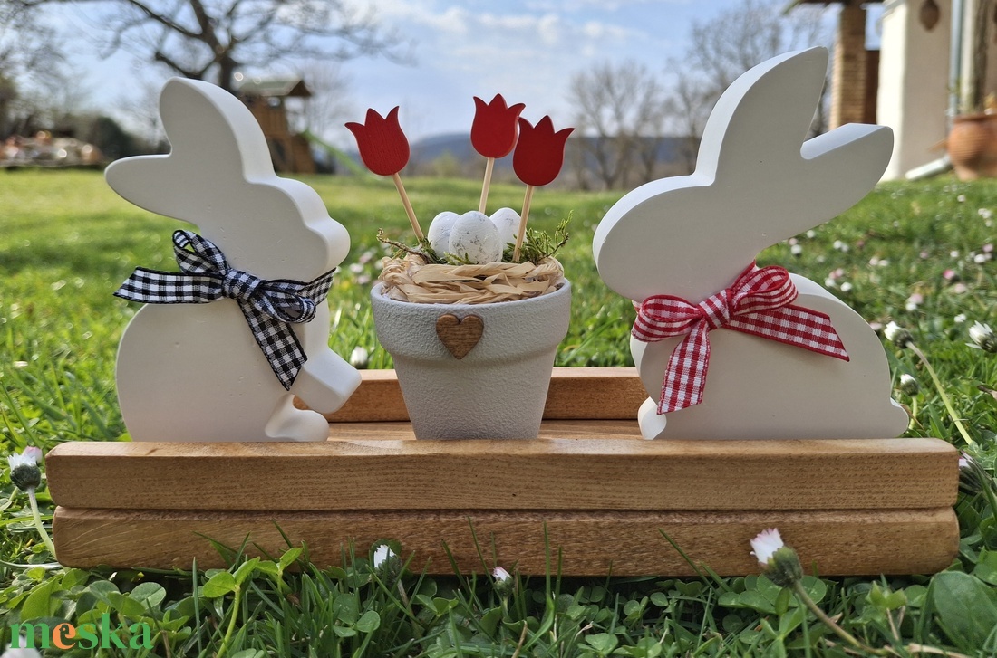Húsvéti nyuszis dekoráció - ünnepi díszek, dekorációk - húsvéti díszek és dekorációk - húsvéti asztaldíszek - Meska.hu