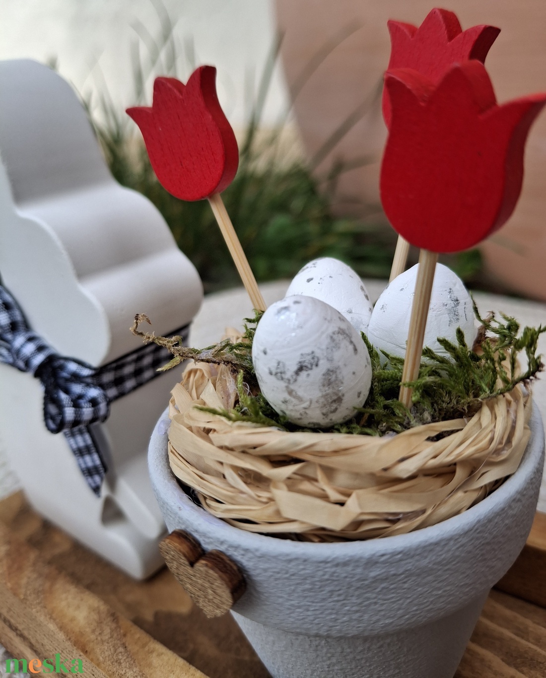 Húsvéti nyuszis dekoráció - ünnepi díszek, dekorációk - húsvéti díszek és dekorációk - húsvéti asztaldíszek - Meska.hu