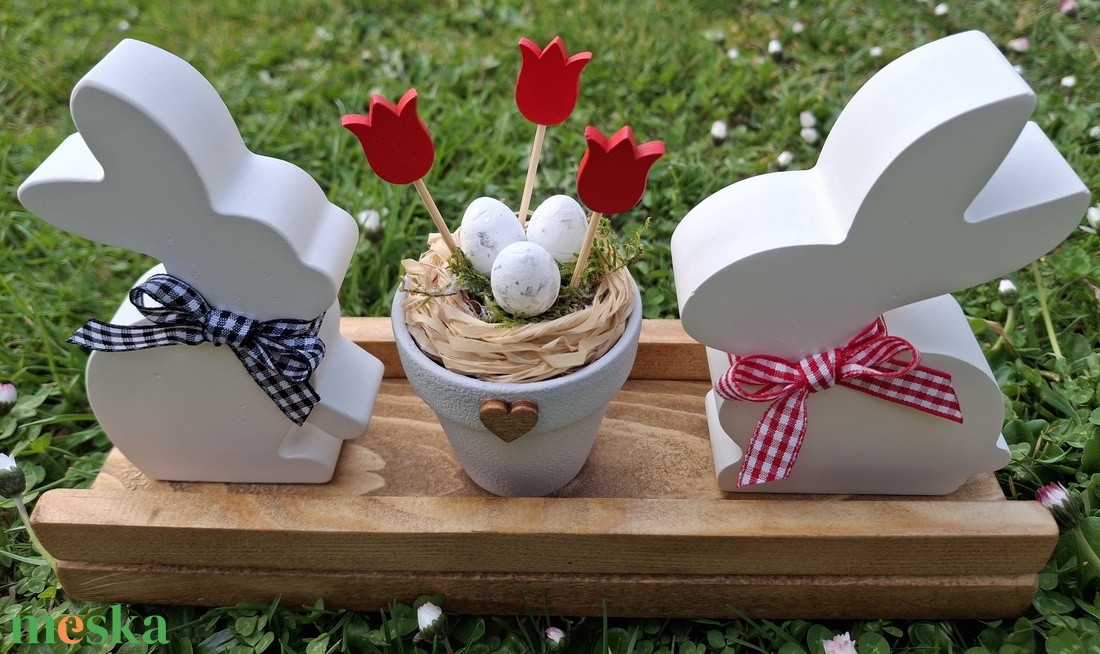 Húsvéti nyuszis dekoráció - ünnepi díszek, dekorációk - húsvéti díszek és dekorációk - húsvéti asztaldíszek - Meska.hu