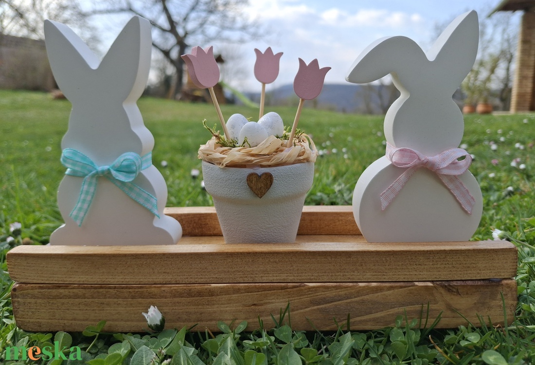 Húsvéti nyuszis dekoráció - ünnepi díszek, dekorációk - húsvéti díszek és dekorációk - húsvéti asztaldíszek - Meska.hu