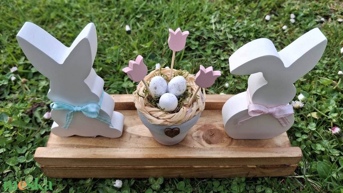Húsvéti nyuszis dekoráció - ünnepi díszek, dekorációk - húsvéti díszek és dekorációk - húsvéti asztaldíszek - Meska.hu