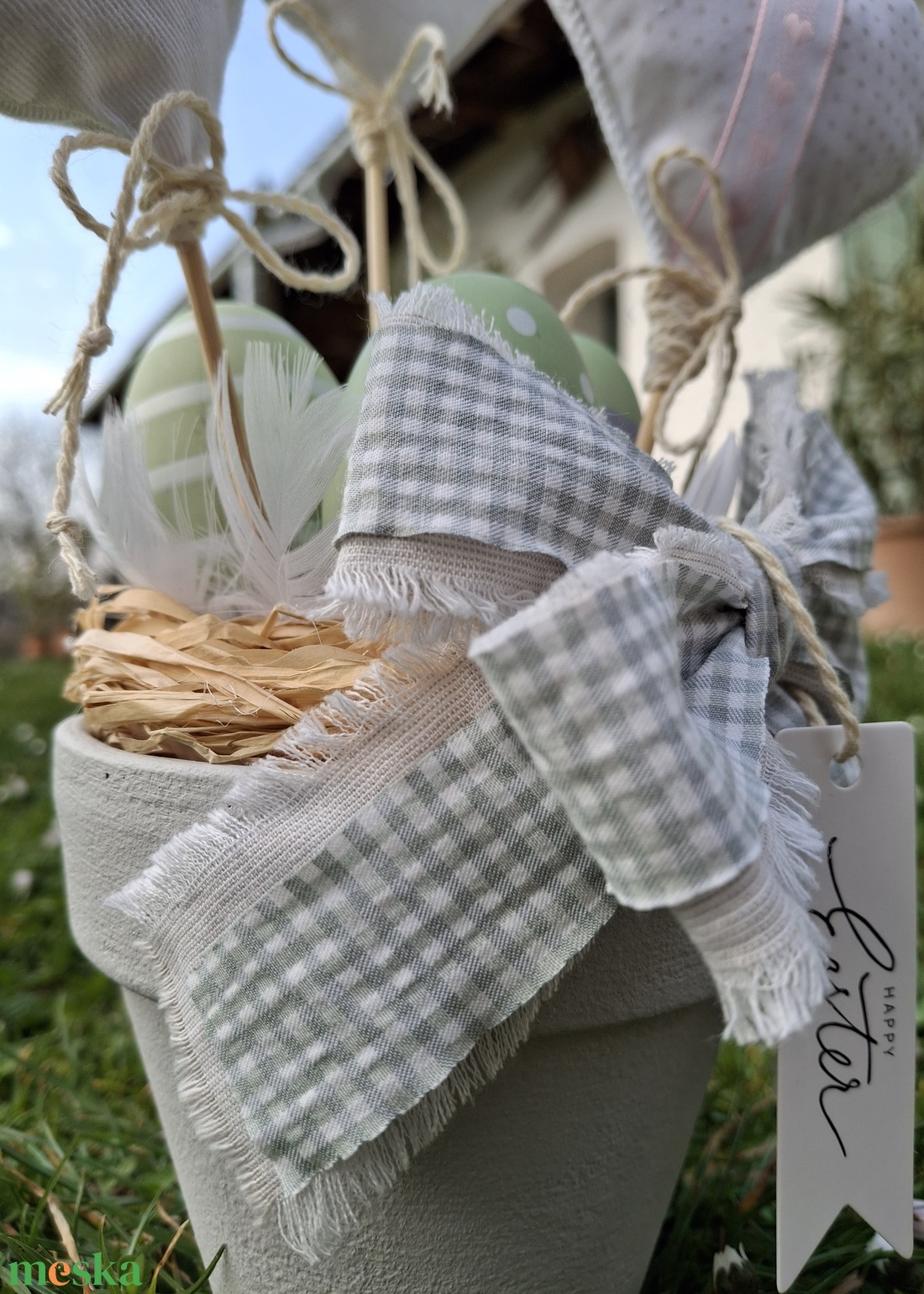 Húsvéti szívcsokor dekoráció - ünnepi díszek, dekorációk - húsvéti díszek és dekorációk - húsvéti asztaldíszek - Meska.hu