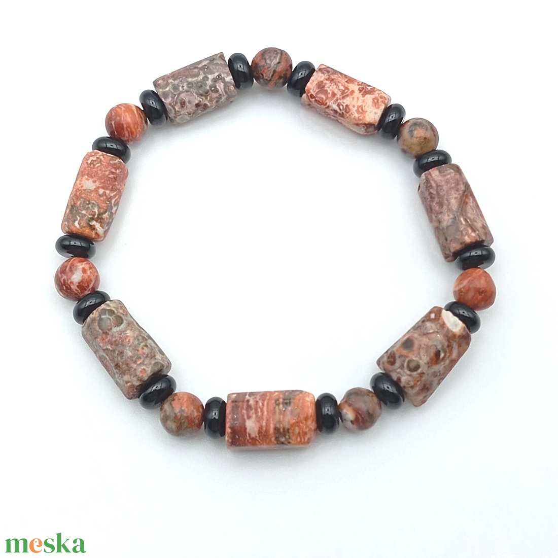 Leopárd jáspis - Ónix karkötő - ékszer - karkötő - ásványkarkötő - Meska.hu