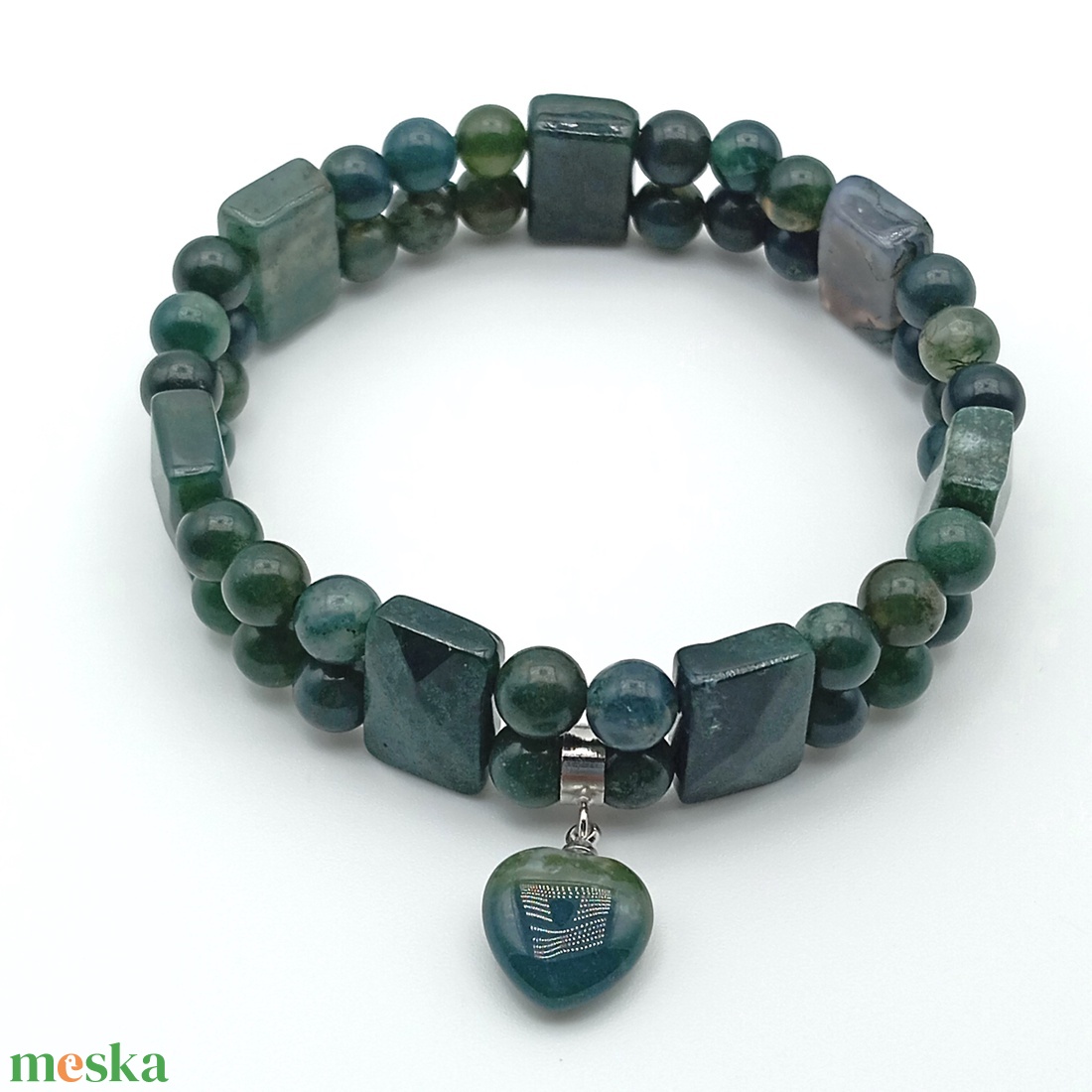 Indiai achát - Mohaachát kétsoros karkötő - ékszer - karkötő - ásványkarkötő - Meska.hu