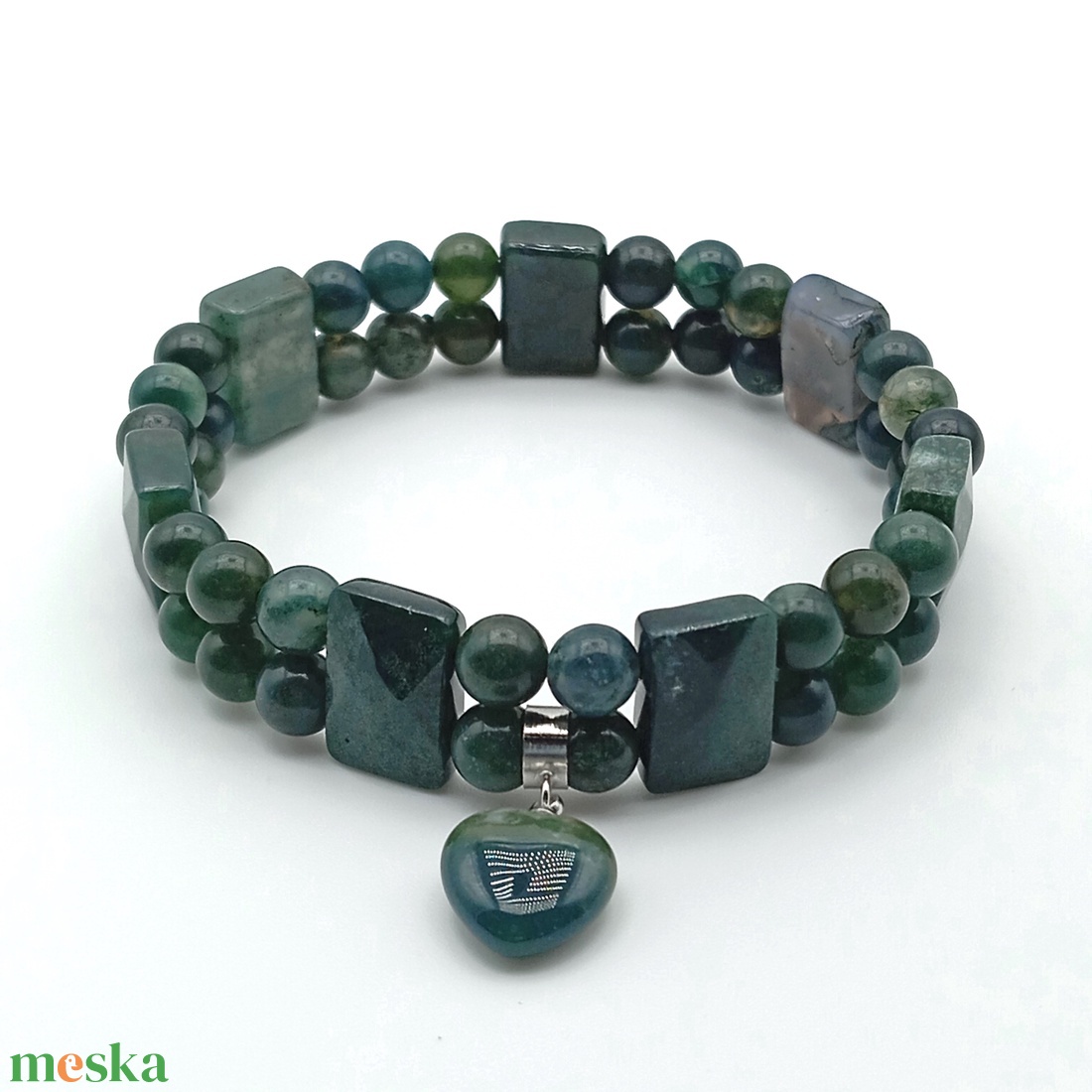 Indiai achát - Mohaachát kétsoros karkötő - ékszer - karkötő - ásványkarkötő - Meska.hu