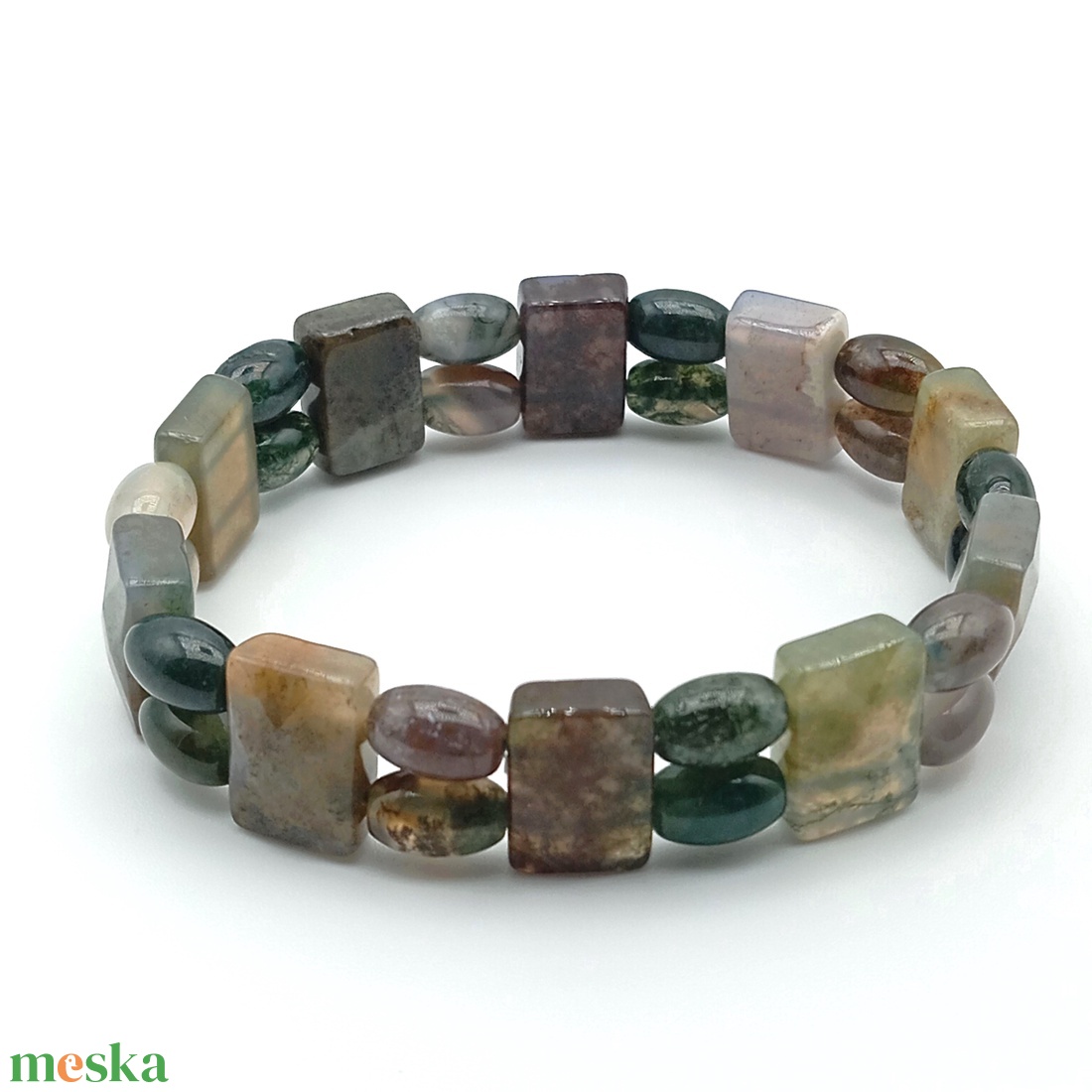 Indiai achát színes kétsoros karkötő - ékszer - karkötő - ásványkarkötő - Meska.hu